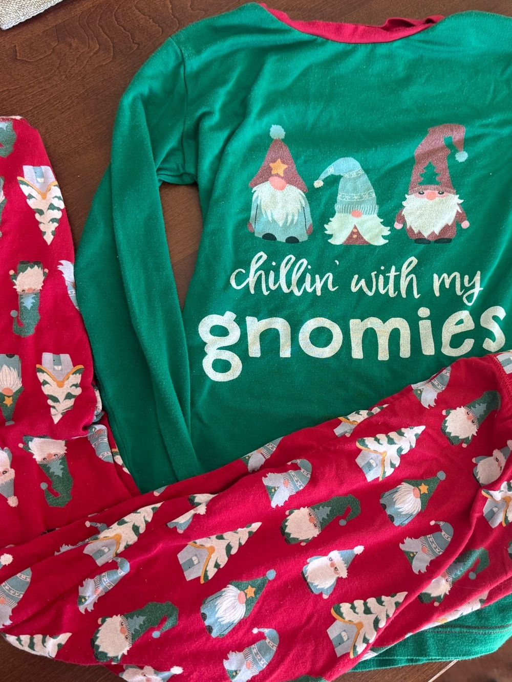 Kids kickee pants Green & Red 'Chillin with My Gnomies' Pajama Set